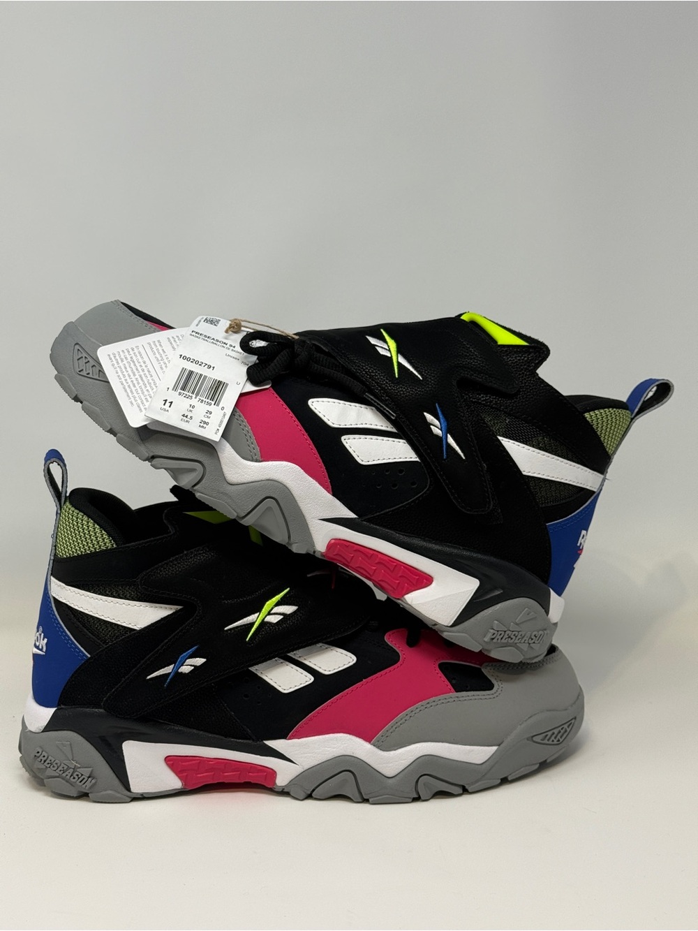 Size 11- Reebok Preseason 94 Black Bold Pink